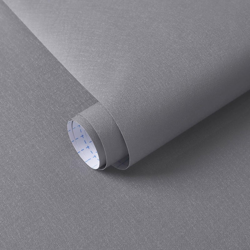 Dimoon 17.7''x177'' Peel and Stick Wallpaper Grey Contact Paper for New Environmentally Friendly Materials Thickening Upgrade Embossed Renter Friendly Gray Wall Paper Modern Vinyl Countertop Bedroom - Image 1